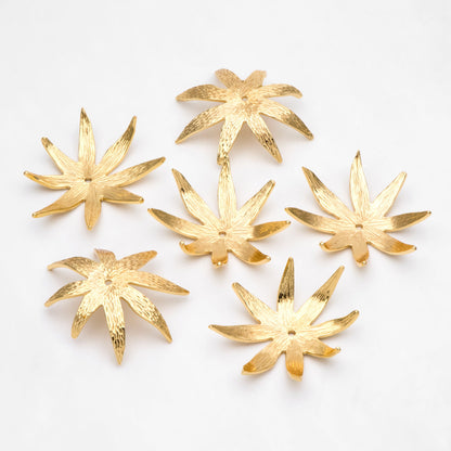 4pcs Large Flower Bead Caps 43x36mm, Real Gold plated Brass Floral Bead Cap, Lead Nickel Free (GB-3095)