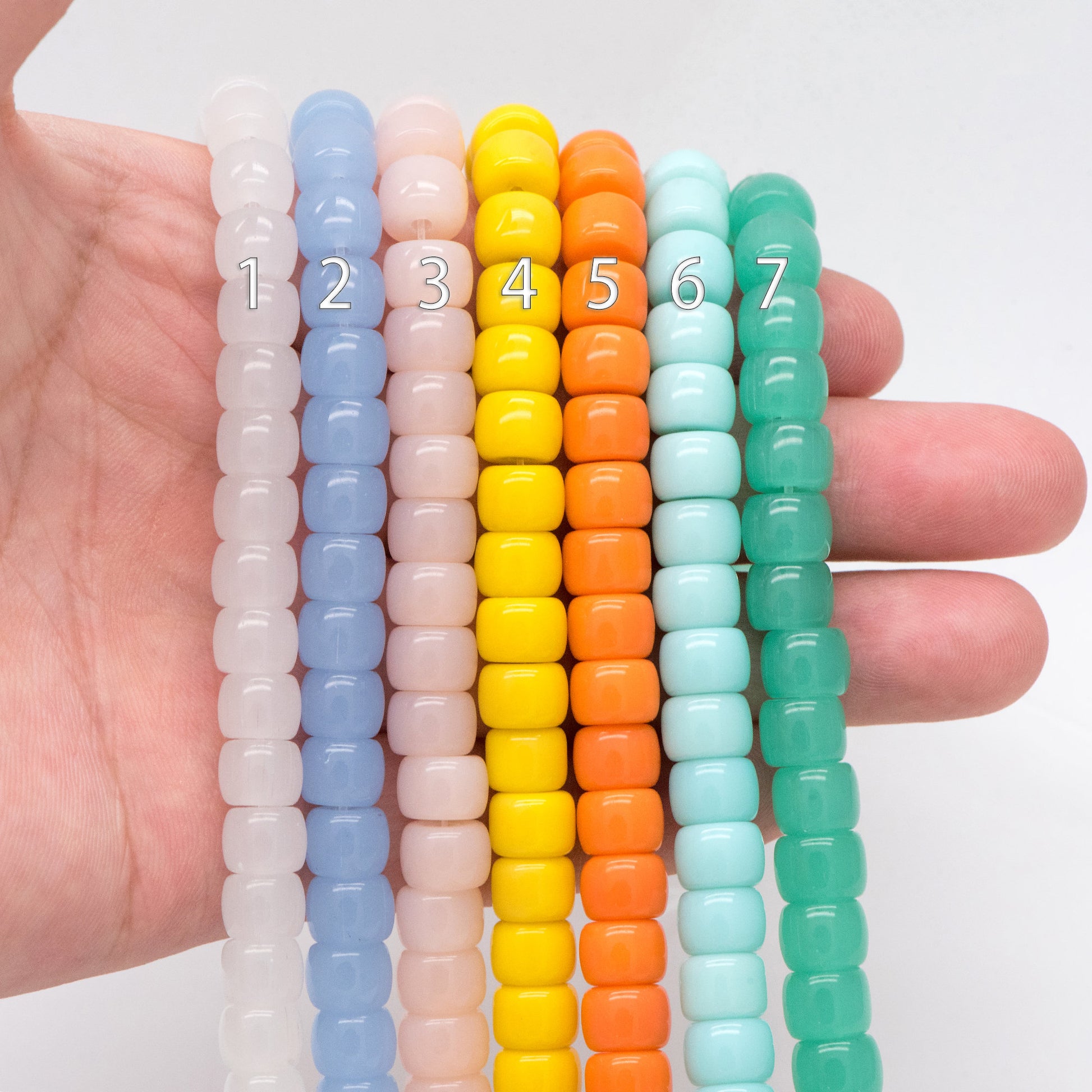 60pcs Smooth Cylinder Rondelle Glass Beads, 8x6mm, Candy Color Crystal Beads (GM-042)