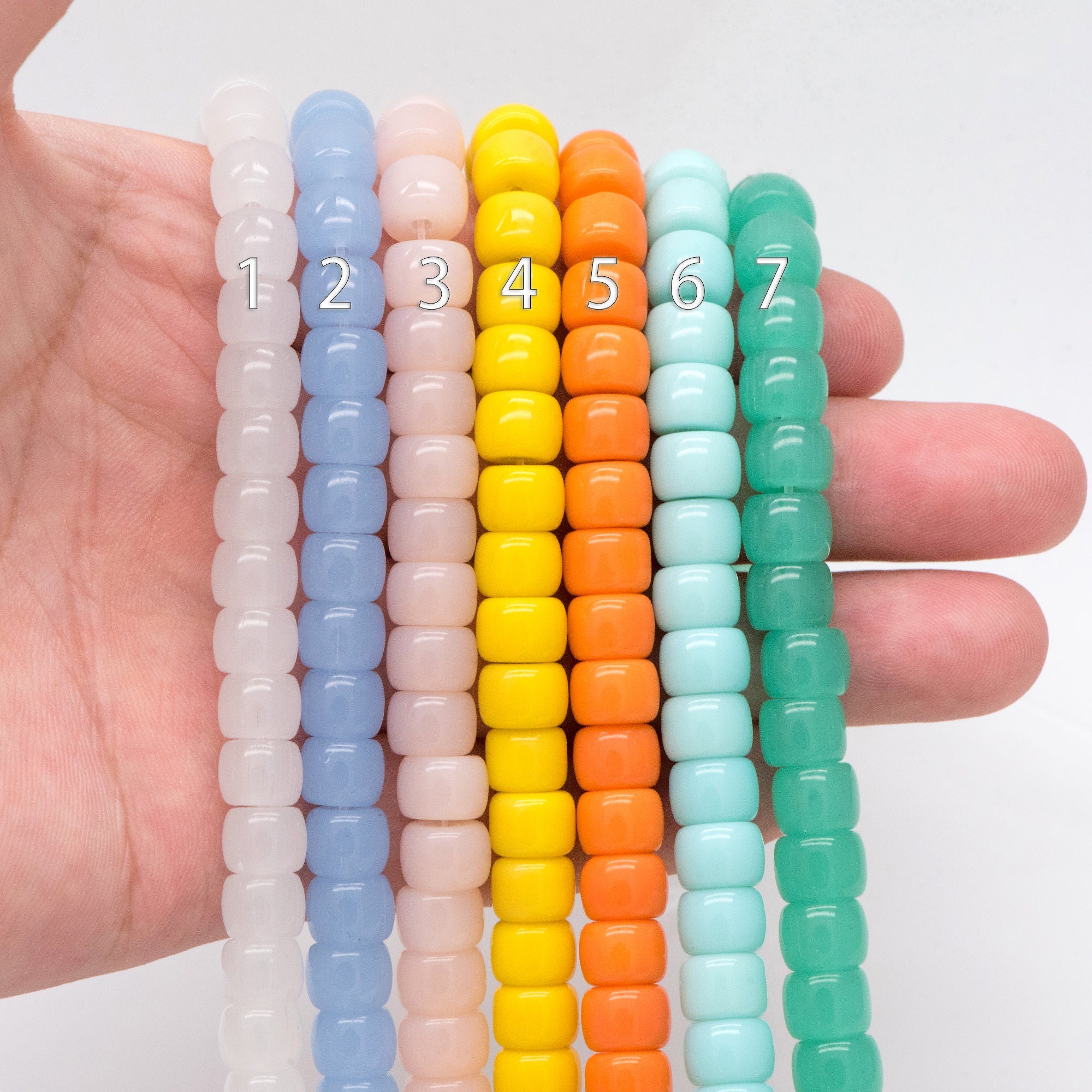 60pcs Smooth Cylinder Rondelle Glass Beads, 8x6mm, Candy Color Crystal Beads (GM-042)