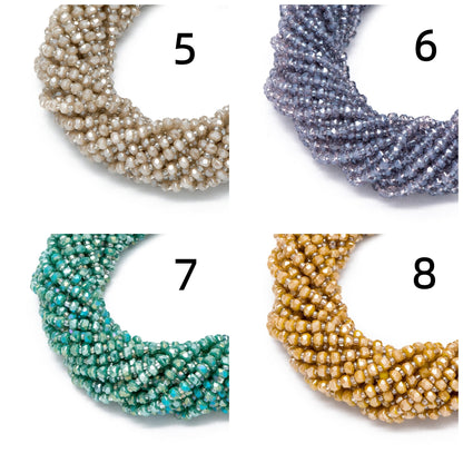 140pcs Faceted Crystal Rondelle Beads 4x3mm, Sparkly Glass Spacer Beads (TS-121)