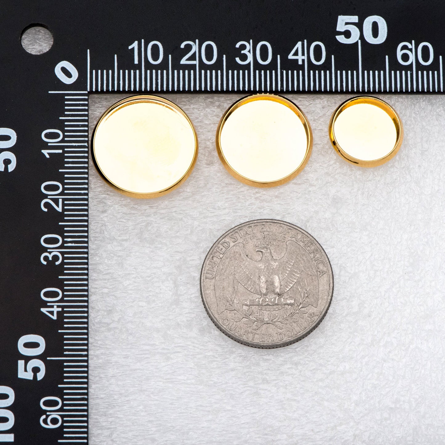 10pcs Gold Blank Base Tray Cabochon Earring Setting 12/ 16/ 18mm, Gold plated Brass Bezel Cabochon Ear Post (GB-3108)