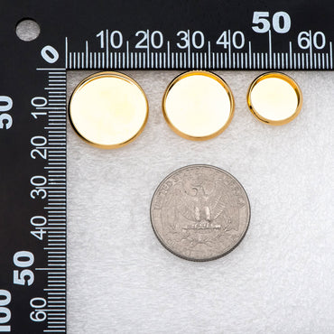 10pcs Gold Blank Base Tray Cabochon Earring Setting 12/ 16/ 18mm, Gold plated Brass Bezel Cabochon Ear Post (GB-3108)