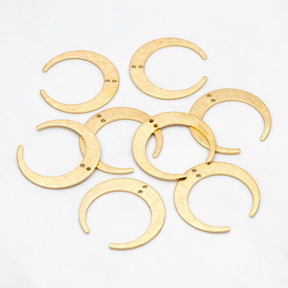 10pcs Raw Brass Moon Charm Pendants 27x28mm, Brass Findings Wholesale (RB-301)
