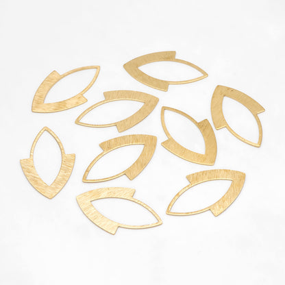 10pcs Raw Brass Marquise Charm, Textured Pendant, 34x21mm, Brass Findings Wholesale (RB-305)