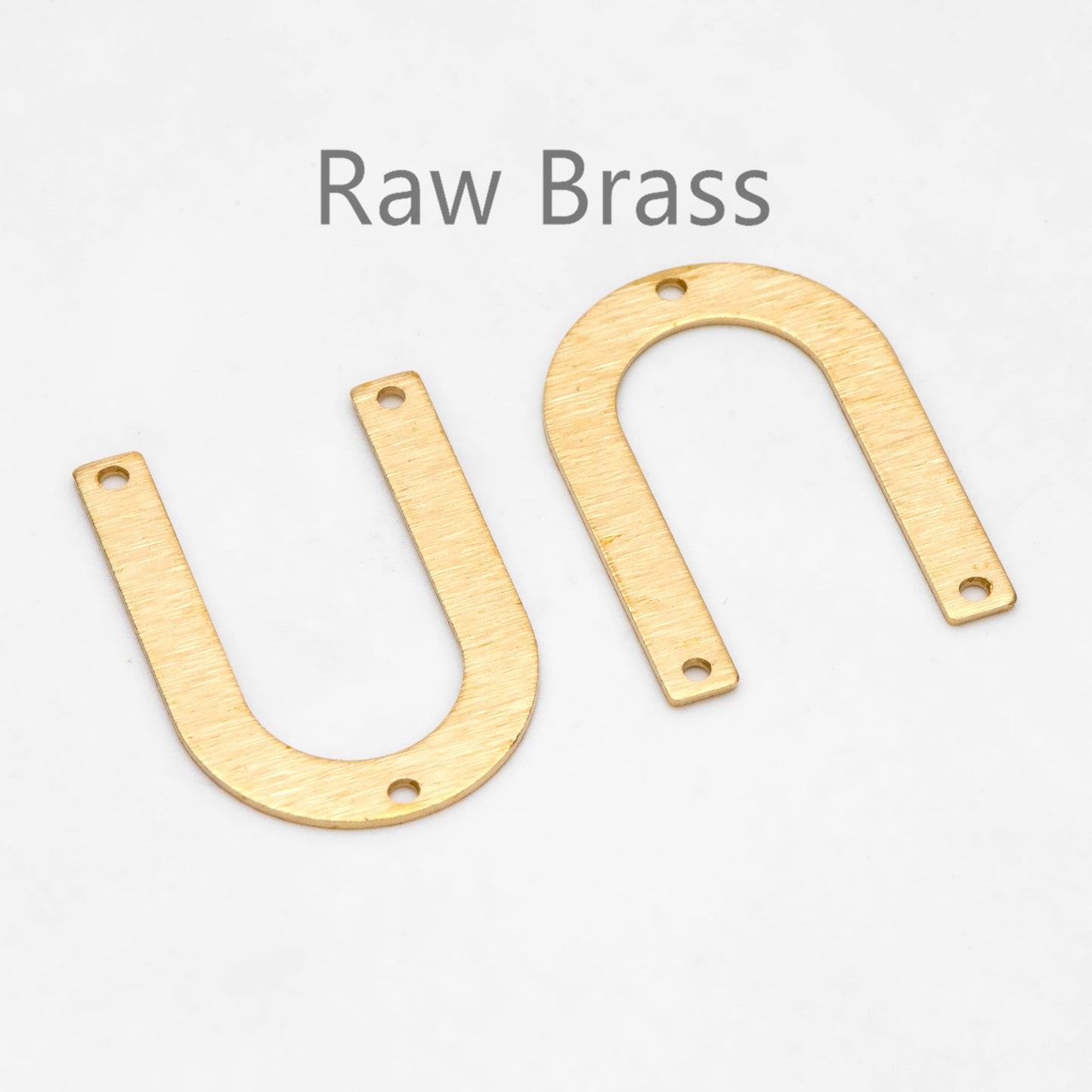 10pcs Raw Brass Brushed U Shaped Connectors With 3 Holes, Brass Findings Wholesale (RB-308)