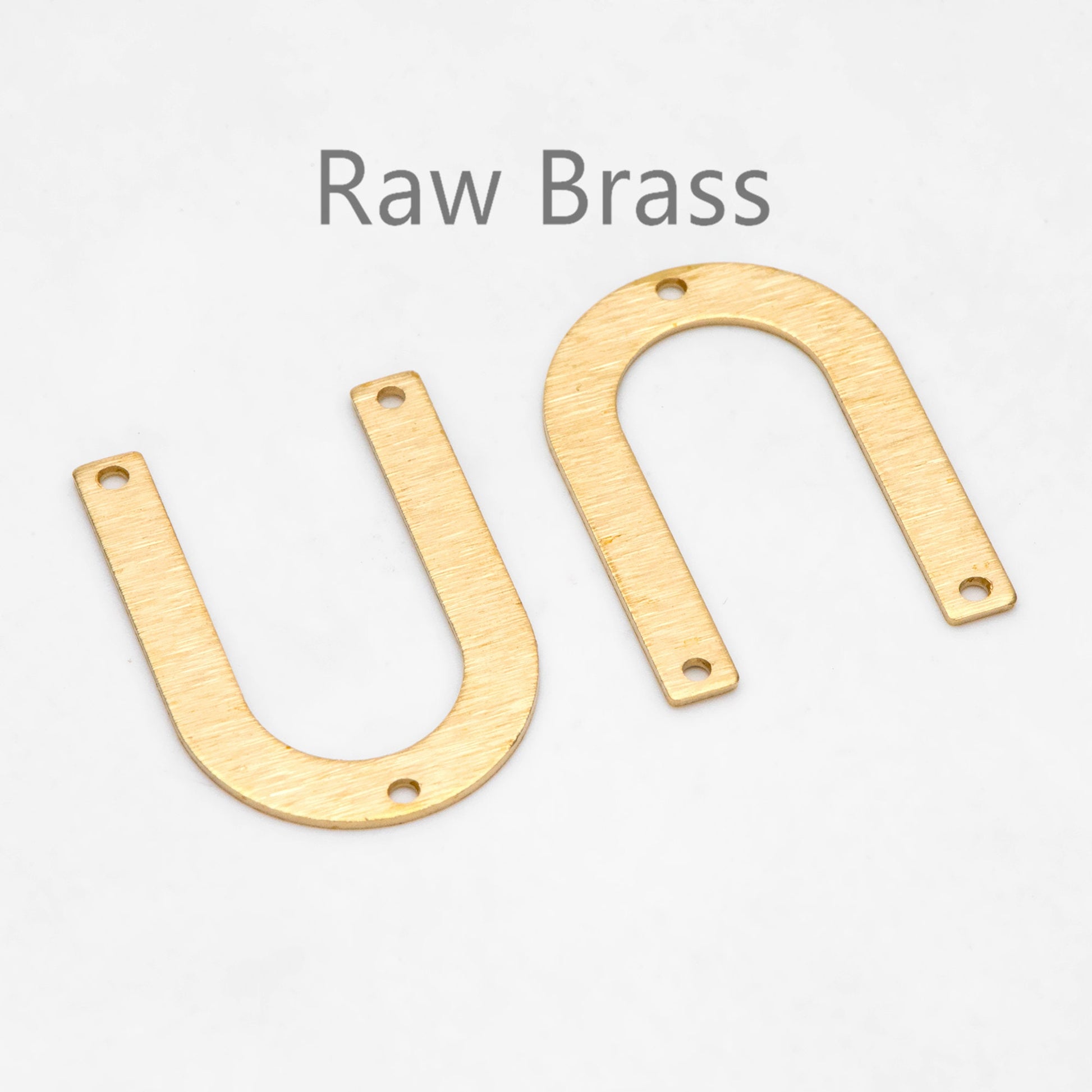 10pcs Raw Brass Brushed U Shaped Connectors With 3 Holes, Brass Findings Wholesale (RB-308)