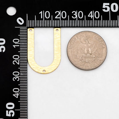 10pcs Raw Brass Brushed U Shaped Connectors With 3 Holes, Brass Findings Wholesale (RB-308)