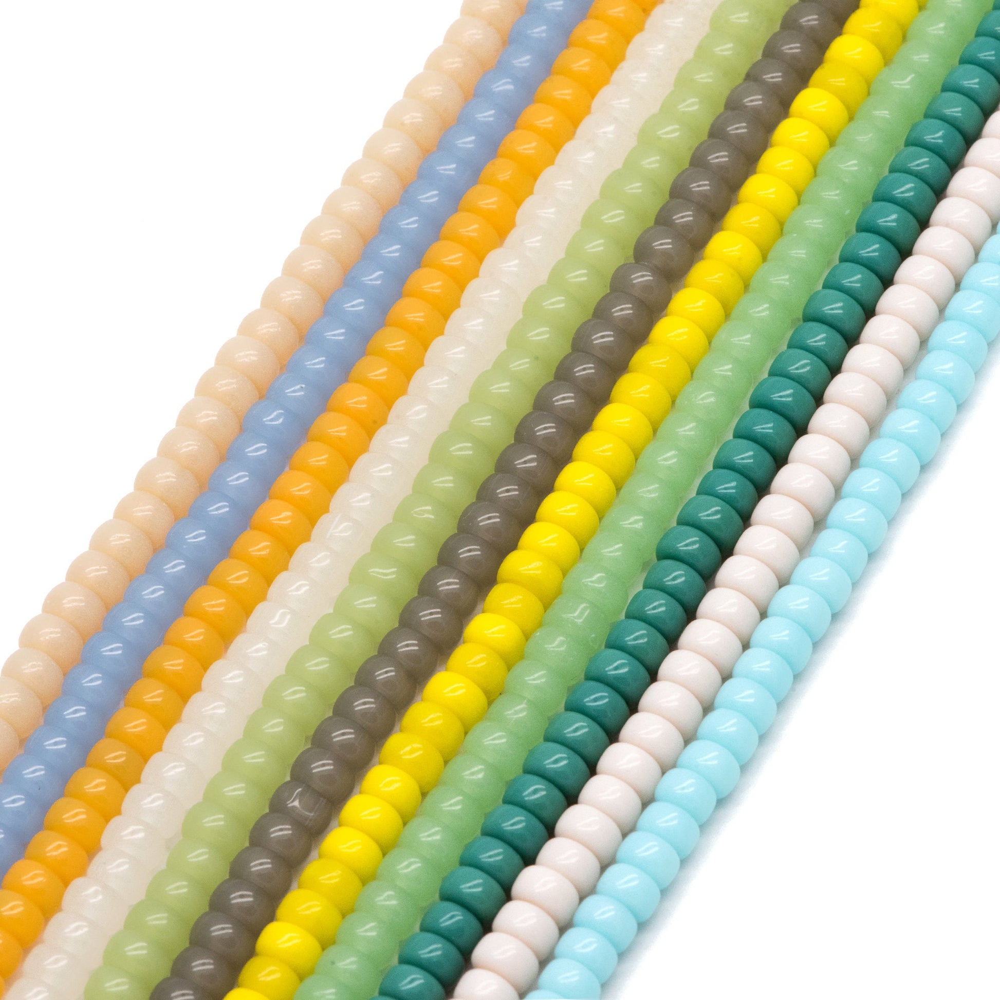 95pcs Smooth Rondelle Glass Beads, 6x4mm, Candy Color Crystal Beads (GM-044)