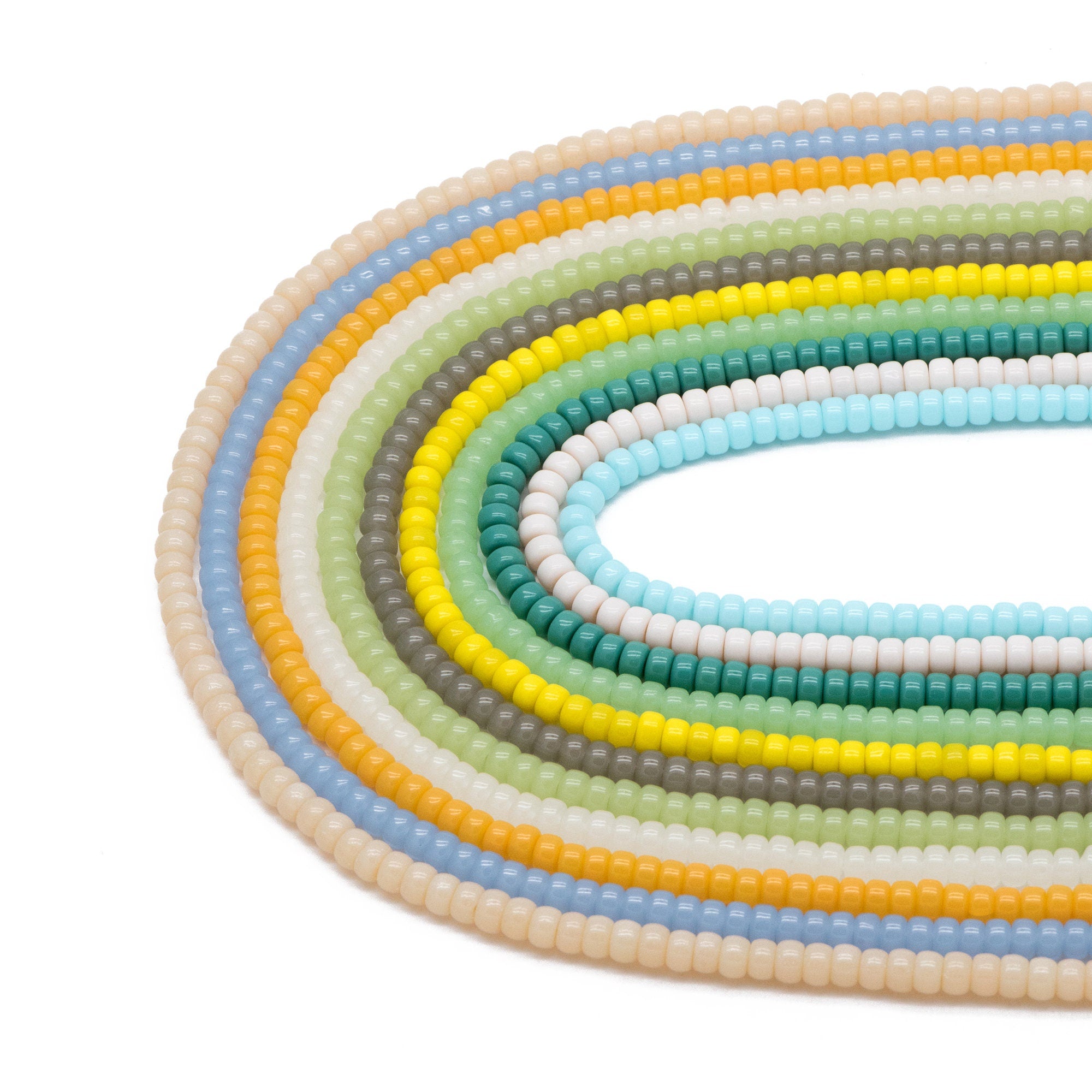 95pcs Smooth Rondelle Glass Beads, 6x4mm, Candy Color Crystal Beads (GM-044)