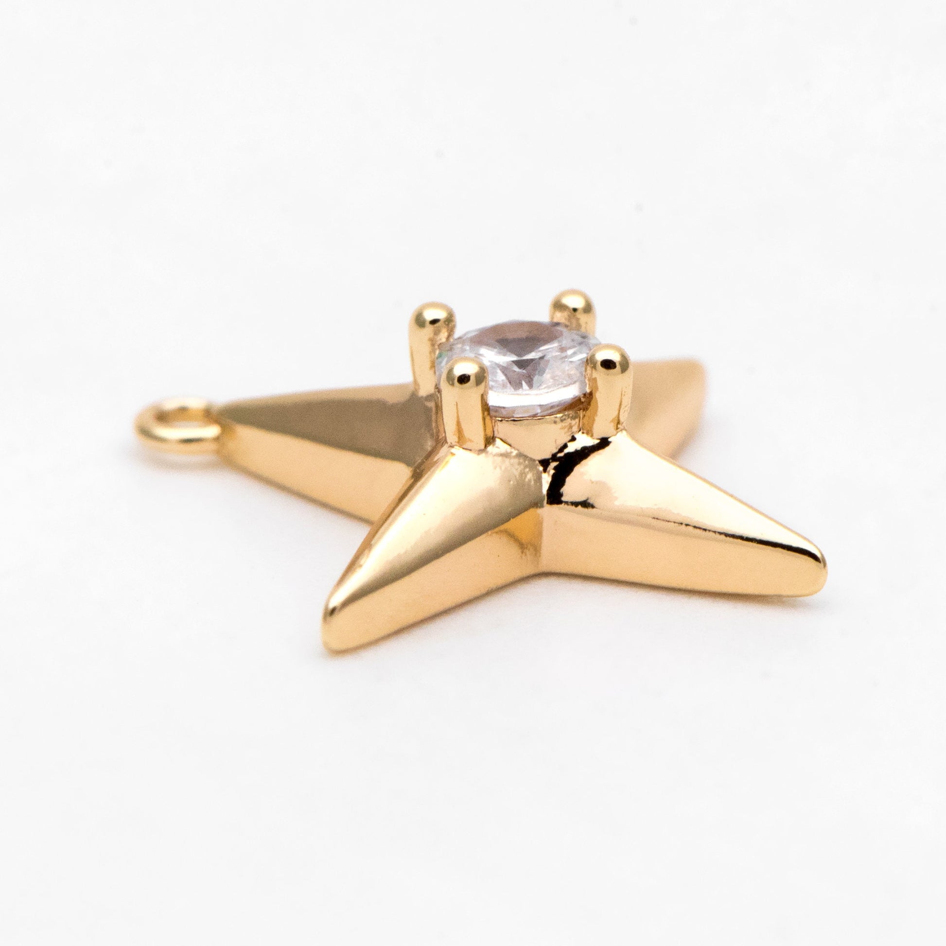 4pcs CZ Pave Gold Cross Star Charm Pendant 16x15mm, Jewelry Making, Diy Material, Jewelry Supplies (GB-1048-C)