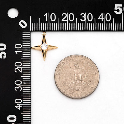 4pcs CZ Pave Gold Cross Star Charm Pendant 16x15mm, Jewelry Making, Diy Material, Jewelry Supplies (GB-1048-C)
