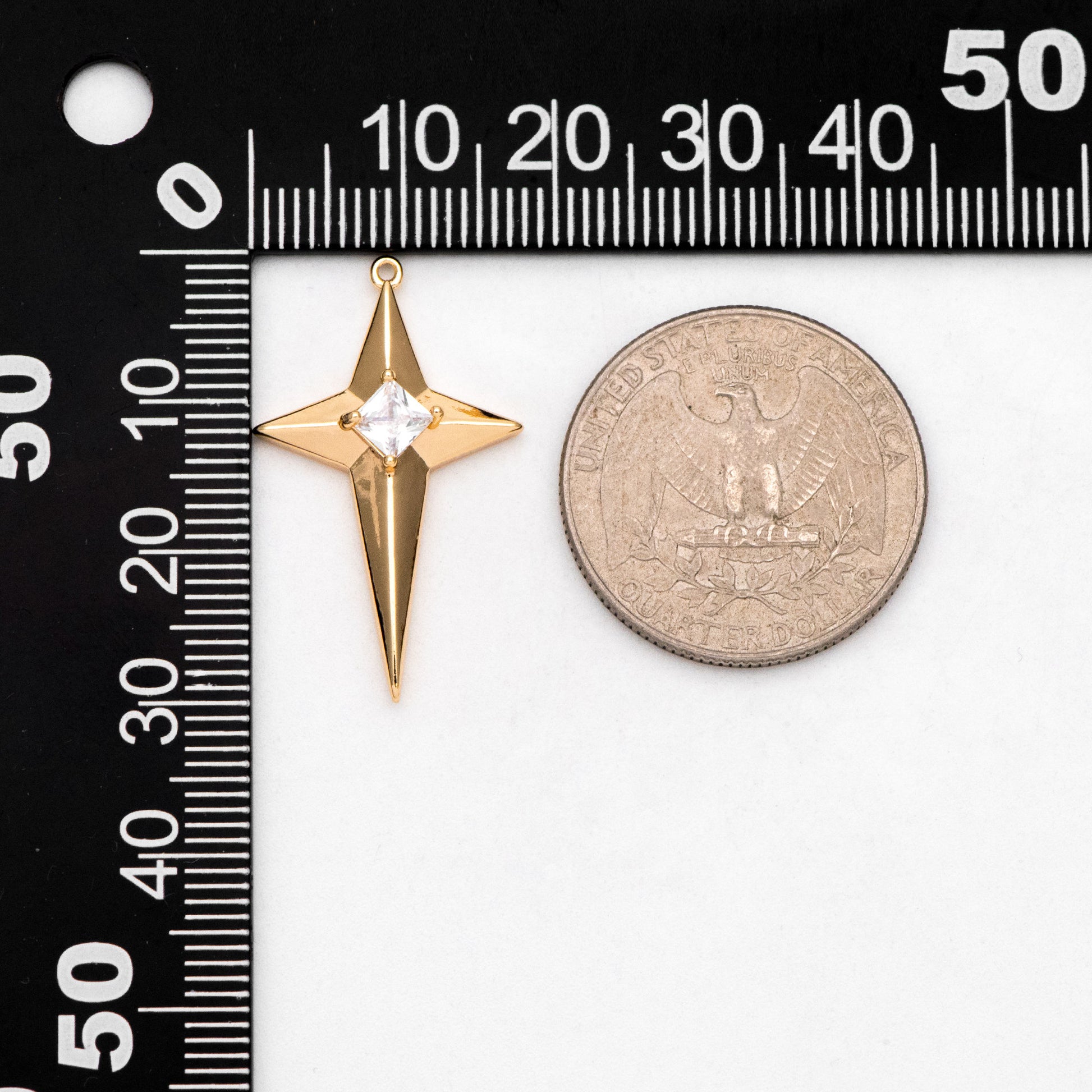 4pcs CZ Pave Gold Cross Star Charm Pendant 30x18mm, Jewelry Making, Diy Material, Jewelry Supplies (GB-1048-G)