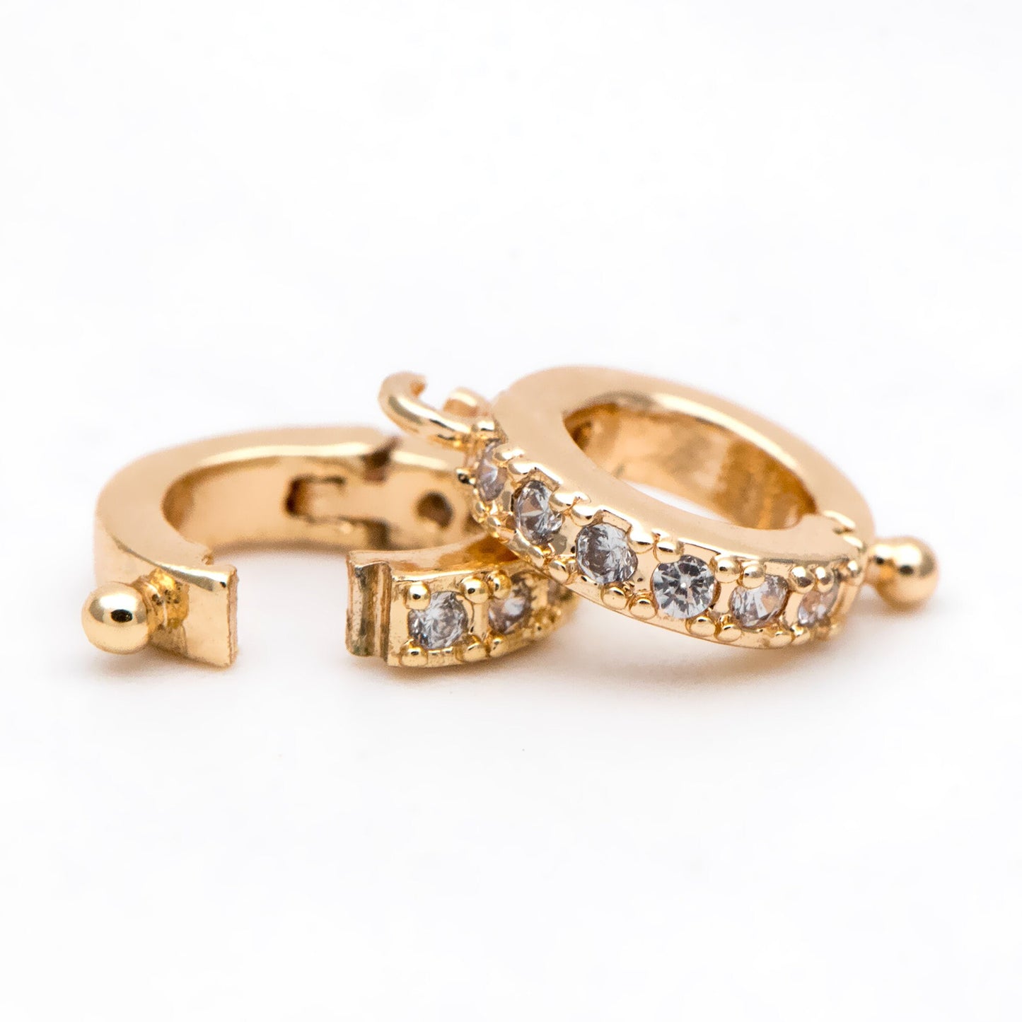 10pcs CZ Pave Gold Circle Bail 10x7.5mm, 18K Real Gold plated Brass, Jewelry Making, Jewelry Supplies (GB-1468-D)