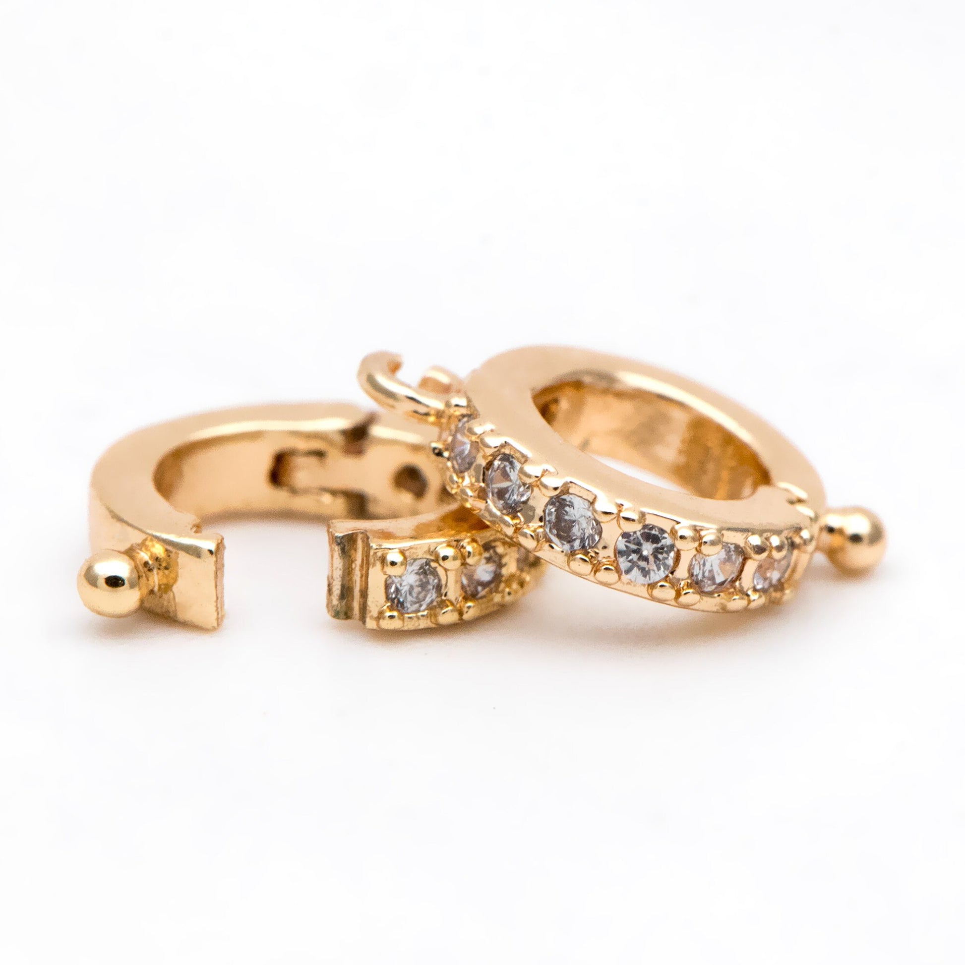 10pcs CZ Pave Gold Circle Bail 10x7.5mm, 18K Real Gold plated Brass, Jewelry Making, Jewelry Supplies (GB-1468-D)