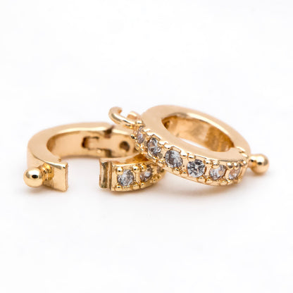 10pcs CZ Pave Gold Circle Bail 10x7.5mm, 18K Real Gold plated Brass, Jewelry Making, Jewelry Supplies (GB-1468-D)