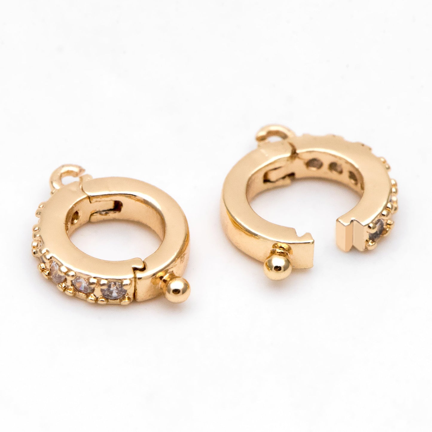 10pcs CZ Pave Gold Circle Bail 10x7.5mm, 18K Real Gold plated Brass, Jewelry Making, Jewelry Supplies (GB-1468-D)