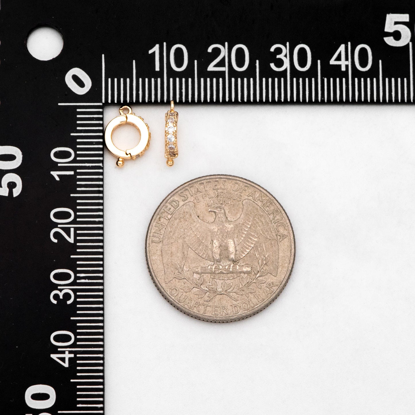 10pcs CZ Pave Gold Circle Bail 10x7.5mm, 18K Real Gold plated Brass, Jewelry Making, Jewelry Supplies (GB-1468-D)