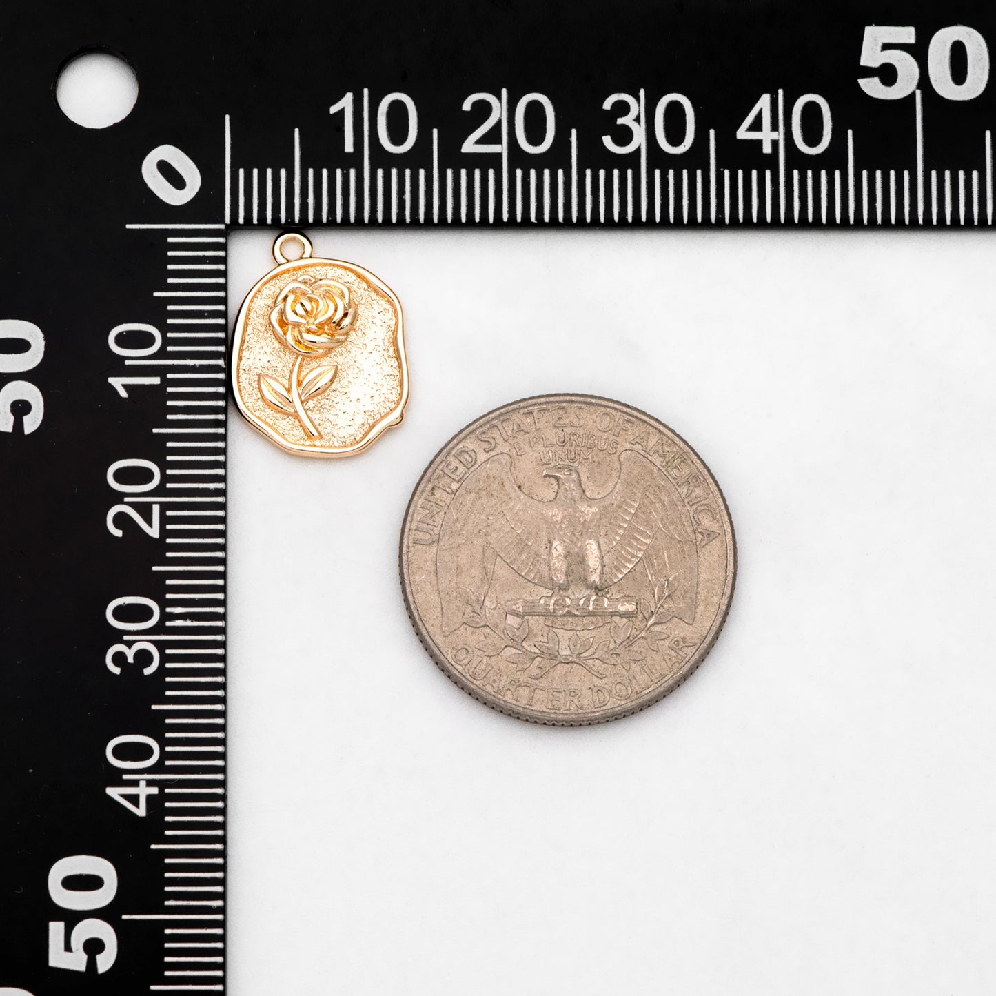 4pcs Gold Rose Charms 17x13mm, 18K Gold plated Brass, Floral Earring Pendants (GB-1281-A)