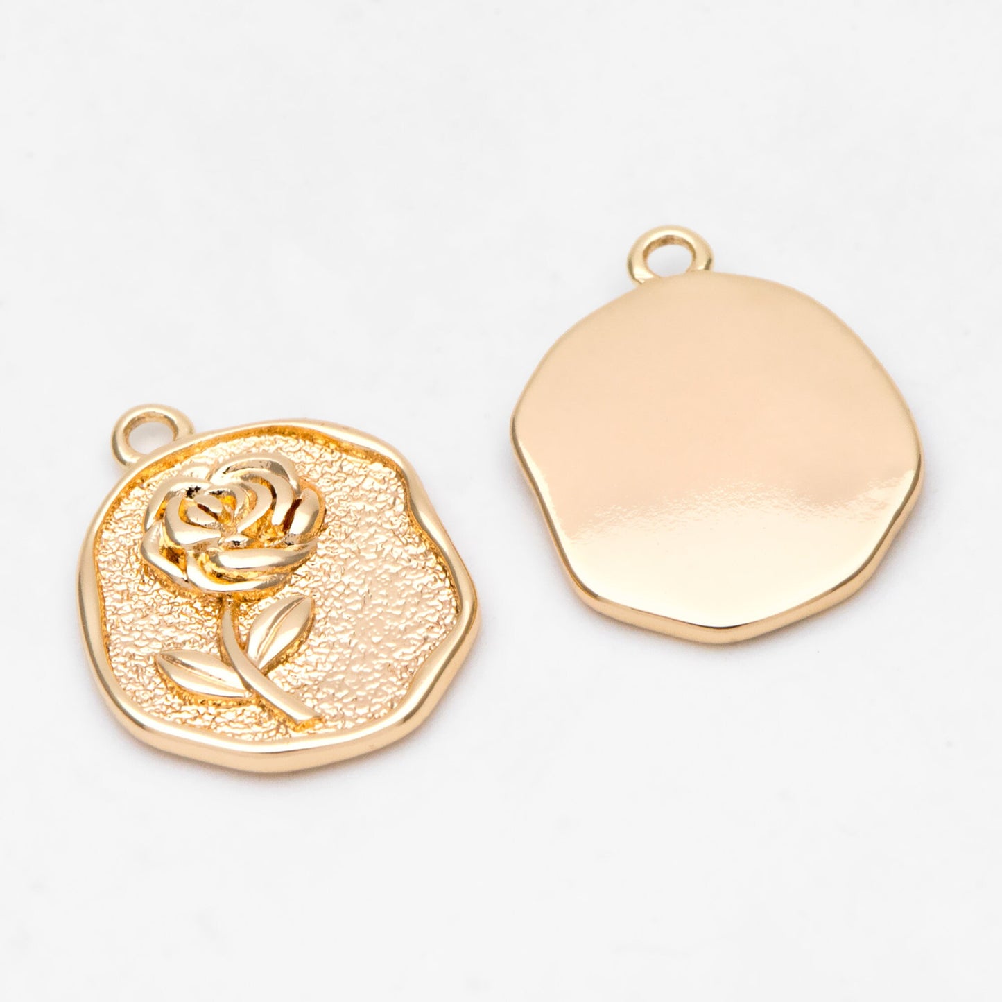 4pcs Gold Rose Charms 17x13mm, 18K Gold plated Brass, Floral Earring Pendants (GB-1281-A)