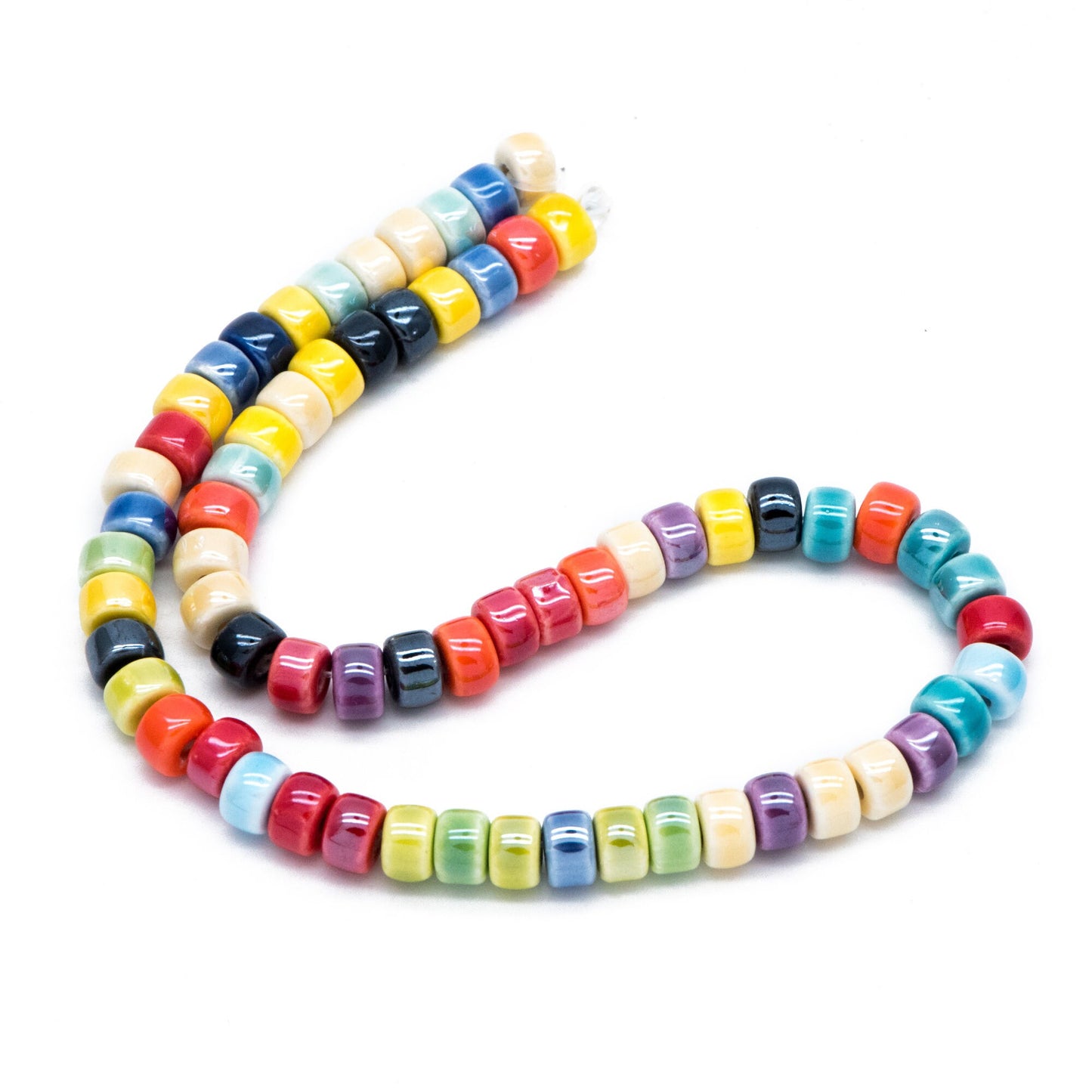 60pcs Ceramic Cylinder Rondelle Beads, 6x4mm, Shiny Glossy Glazed Ceramic Porcelain Beads, Jewelry Making DIY Crafts (TC-165)