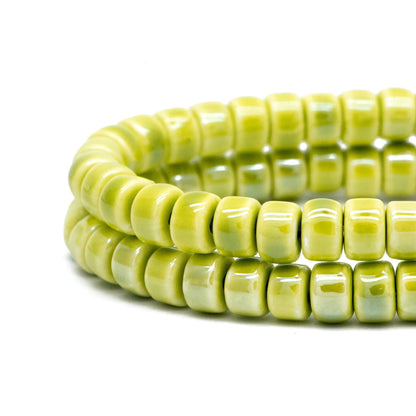 60pcs Ceramic Cylinder Rondelle Beads, 6x4mm, Shiny Glossy Glazed Ceramic Porcelain Beads, Jewelry Making DIY Crafts (TC-165)