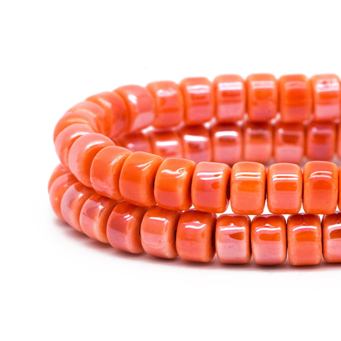 60pcs Ceramic Cylinder Rondelle Beads, 6x4mm, Shiny Glossy Glazed Ceramic Porcelain Beads, Jewelry Making DIY Crafts (TC-165)