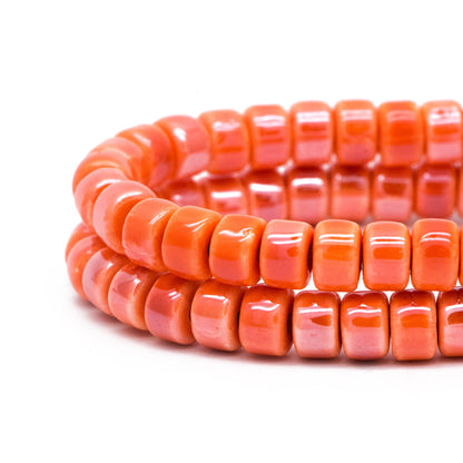 60pcs Ceramic Cylinder Rondelle Beads, 6x4mm, Shiny Glossy Glazed Ceramic Porcelain Beads, Jewelry Making DIY Crafts (TC-165)