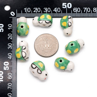 10pcs Ceramic Turtle Beads, Kawaii Porcelain Tortoise, Animal Beads for Bracelets, Drilled Through Large Hole -(TC-170)