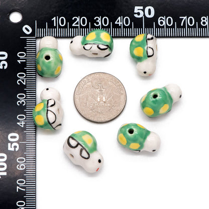 10pcs Ceramic Turtle Beads, Kawaii Porcelain Tortoise, Animal Beads for Bracelets, Drilled Through Large Hole -(TC-170)