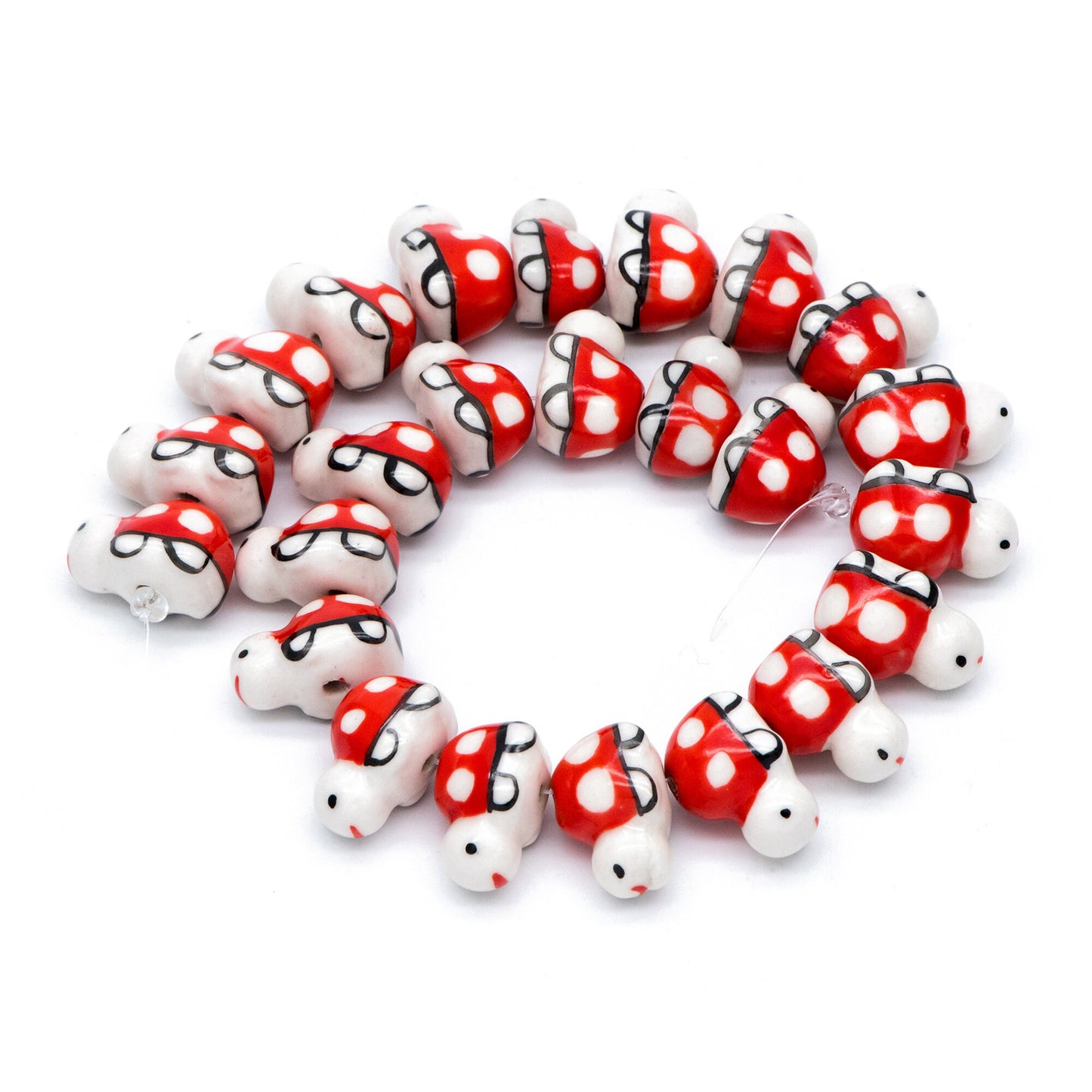10pcs Ceramic Turtle Beads, Kawaii Porcelain Tortoise, Animal Beads for Bracelets, Drilled Through Large Hole -(TC-170)