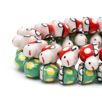 10pcs Ceramic Turtle Beads, Kawaii Porcelain Tortoise, Animal Beads for Bracelets, Drilled Through Large Hole -(TC-170)