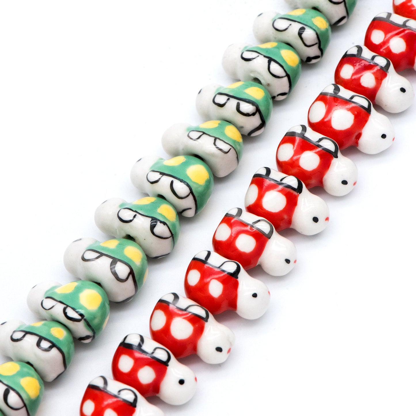 10pcs Ceramic Turtle Beads, Kawaii Porcelain Tortoise, Animal Beads for Bracelets, Drilled Through Large Hole -(TC-170)