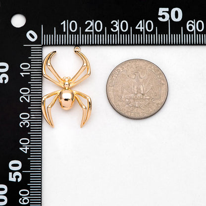 4pcs Gold/ Silver Spider Charms, Real Gold/ Rhodium plated Brass, Araneid Pendants (GB-672-D)