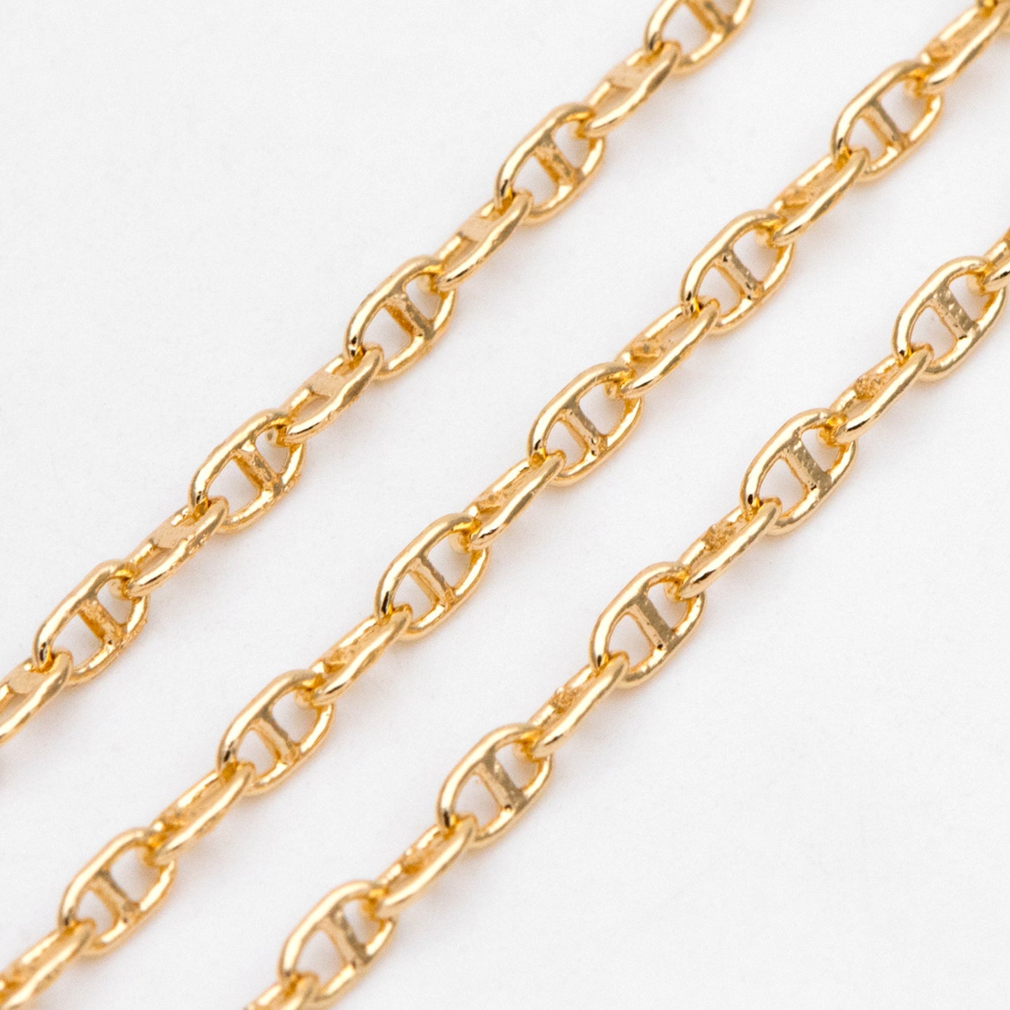 Dainty Mariner Anchor Chain 2mm, Oval Link Chain, 18K Gold plated Brass Chain, Necklace Findings Wholesale (#LK-583)/ 1 Meter=3.3 ft