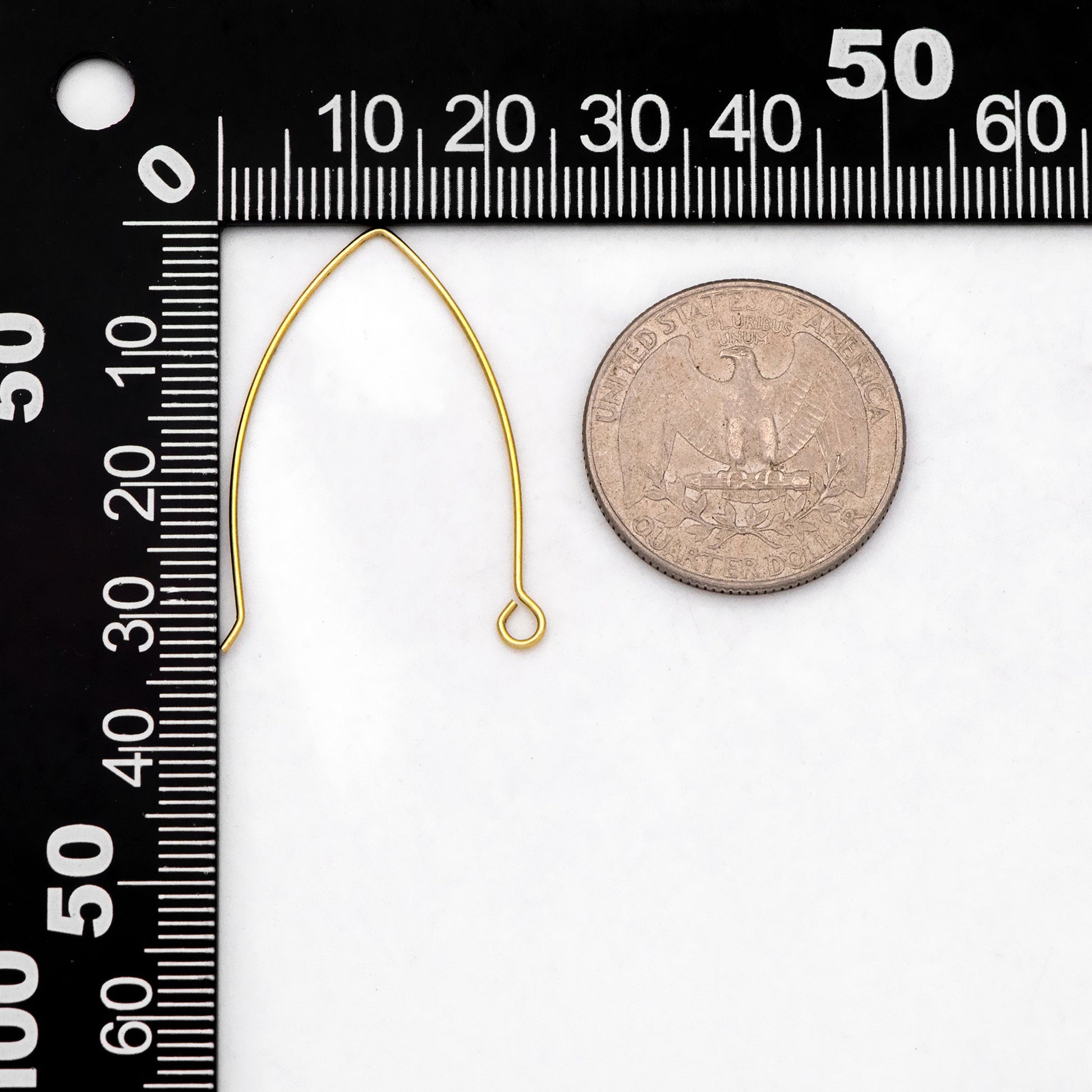 20pcs Raw Brass Earring Hooks 32mm Large, Ear Wire Findings Wholesale (RB-311)