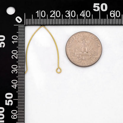 20pcs Raw Brass Earring Hooks 32mm Large, Ear Wire Findings Wholesale (RB-311)