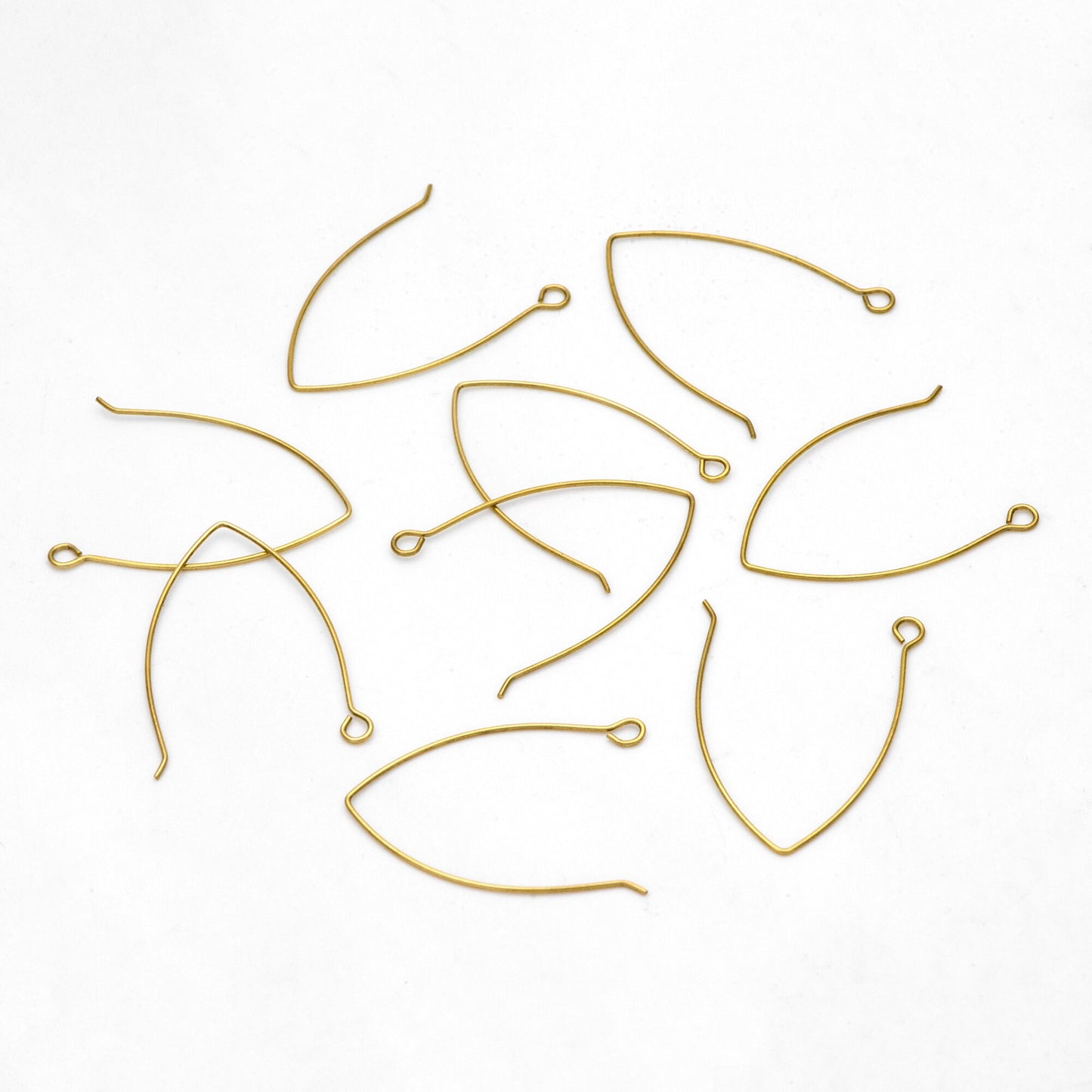 20pcs Raw Brass Earring Hooks 32mm Large, Ear Wire Findings Wholesale (RB-311)