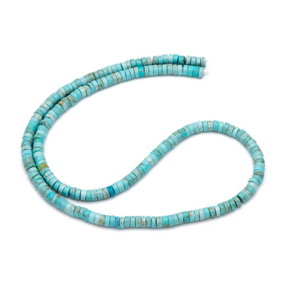 4x2mm Synthetic Turquoise Gemstone Beads, Heishi Tube Loose Beads, Flat Round Beads, 15"Strd (TR-024)