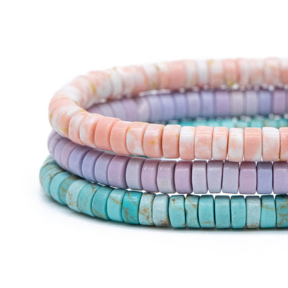 4x2mm Synthetic Turquoise Gemstone Beads, Heishi Tube Loose Beads, Flat Round Beads, 15"Strd (TR-024)