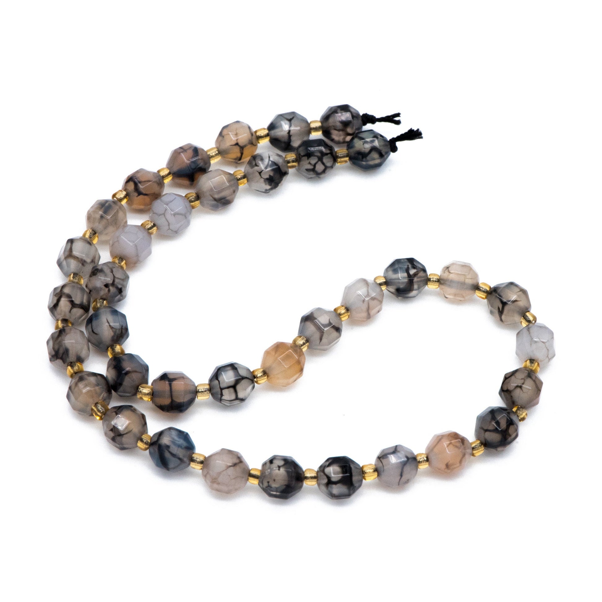 6/8mm Natural Gray Fire Agate Beads, Faceted Energy Prism Cut Gemstone Beads, Full 14.5 inch strands (TR-029)