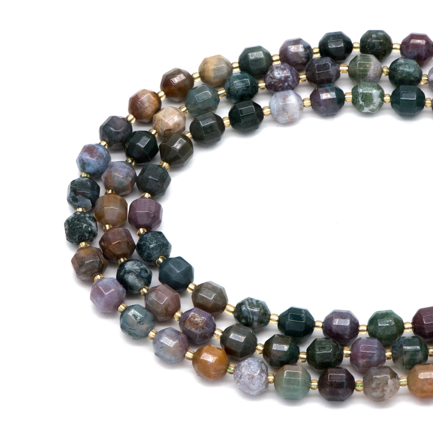 9.5x10mm Natural Indian Agate Stone Faceted Beads, Faceted Energy Prism Cut Gemstone Beads, Full 14.5 inch strands (TR-038)