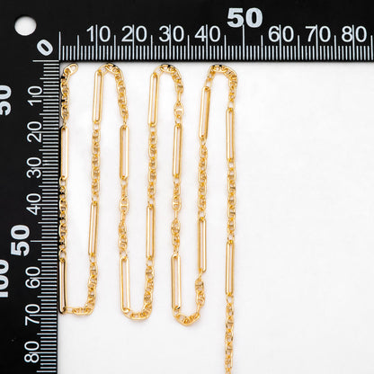 18K Gold Plated Anchor with Long Oval Chain 2.5mm, Quality Necklace Bracelet Findings Wholesale (#LK-565)/ 1 Meter=3.3 ft