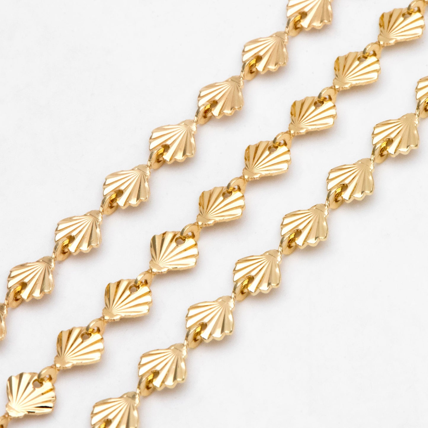 Gold/ Sliver Tone Shell Chain, 18K Real Gold/ Rhodium plated Brass, DIY Necklace Bracelet Wholesale (#LK-571)/ 1 Meter=3.3ft