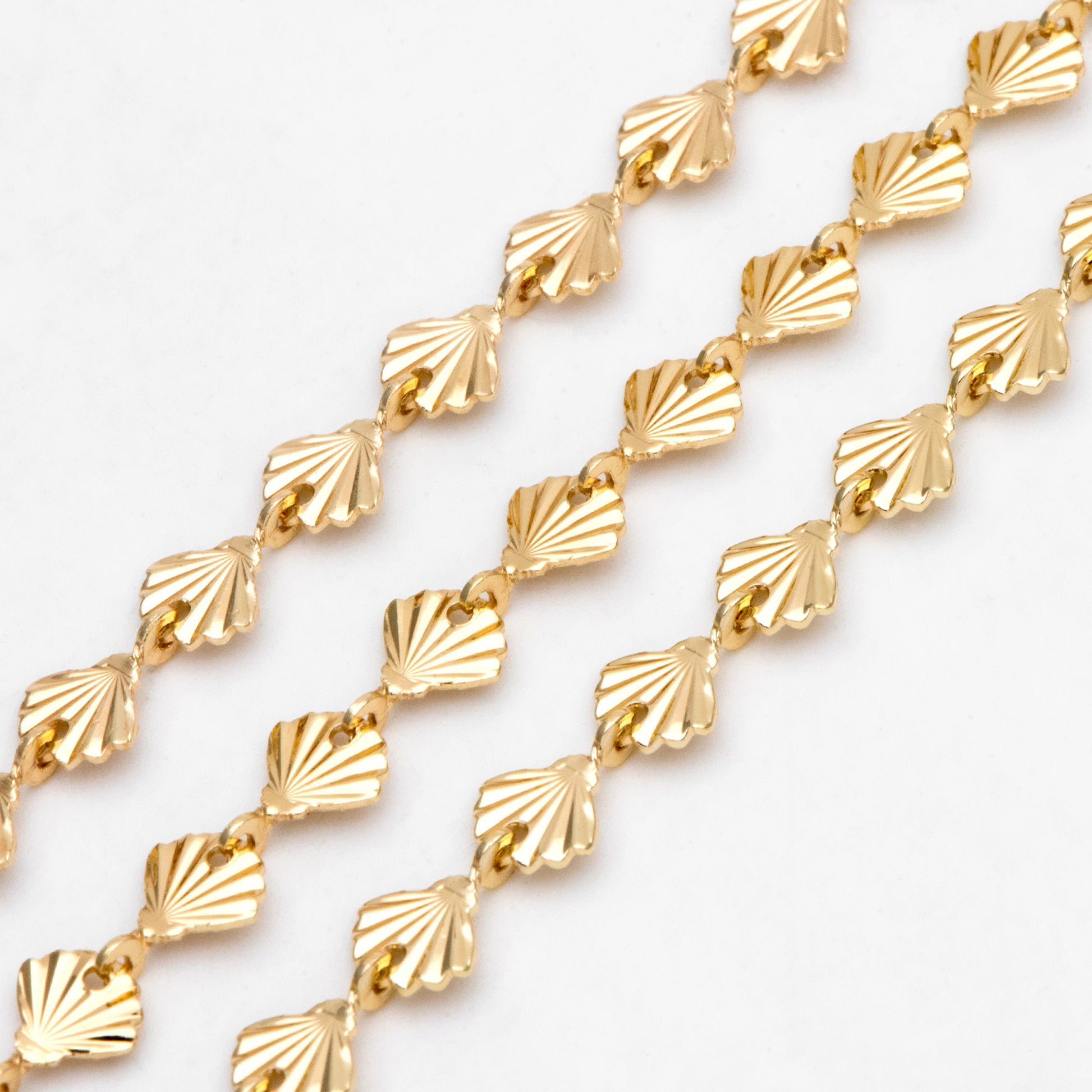 Gold/ Sliver Tone Shell Chain, 18K Real Gold/ Rhodium plated Brass, DIY Necklace Bracelet Wholesale (#LK-571)/ 1 Meter=3.3ft