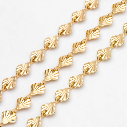 Gold/ Sliver Tone Shell Chain, 18K Real Gold/ Rhodium plated Brass, DIY Necklace Bracelet Wholesale (#LK-571)/ 1 Meter=3.3ft