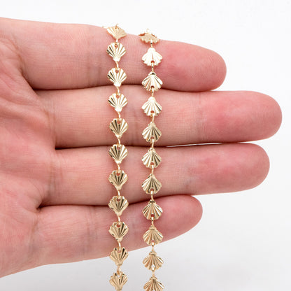Gold/ Sliver Tone Shell Chain, 18K Real Gold/ Rhodium plated Brass, DIY Necklace Bracelet Wholesale (#LK-571)/ 1 Meter=3.3ft