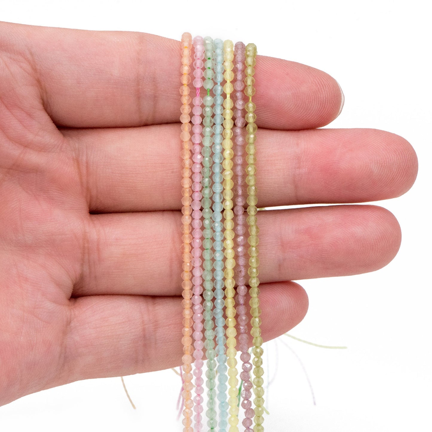 2mm-2.5mm faceted Colorful Micro Cat Eye Glass Beads, Small Faced beads, Bracelet Necklace DIY, Full 15 Inch Strands (TR-012)