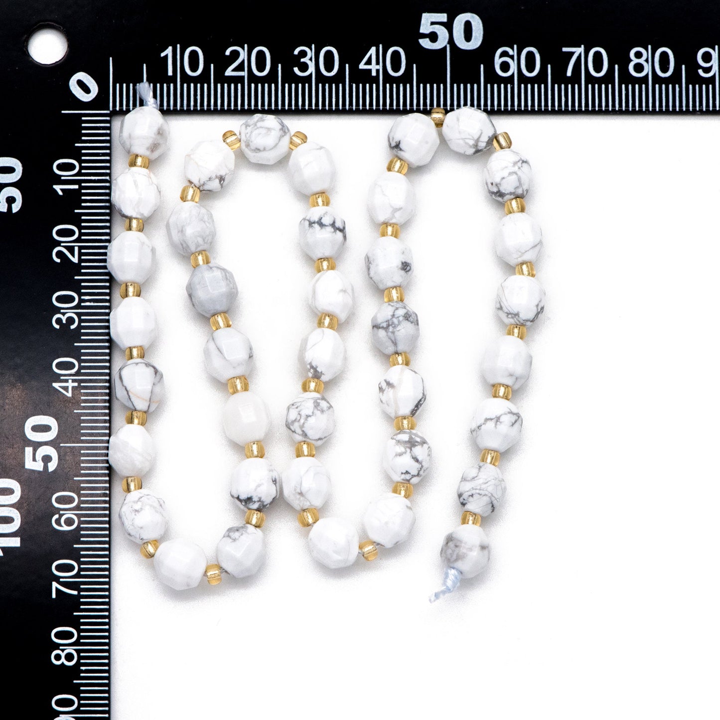 7x7.5mm Natural White Howlite Stone, Bicone Beads For Jewelry Making, Faceted Prism Gemstone Beads, Full 14.5 inch strands (TR-032)