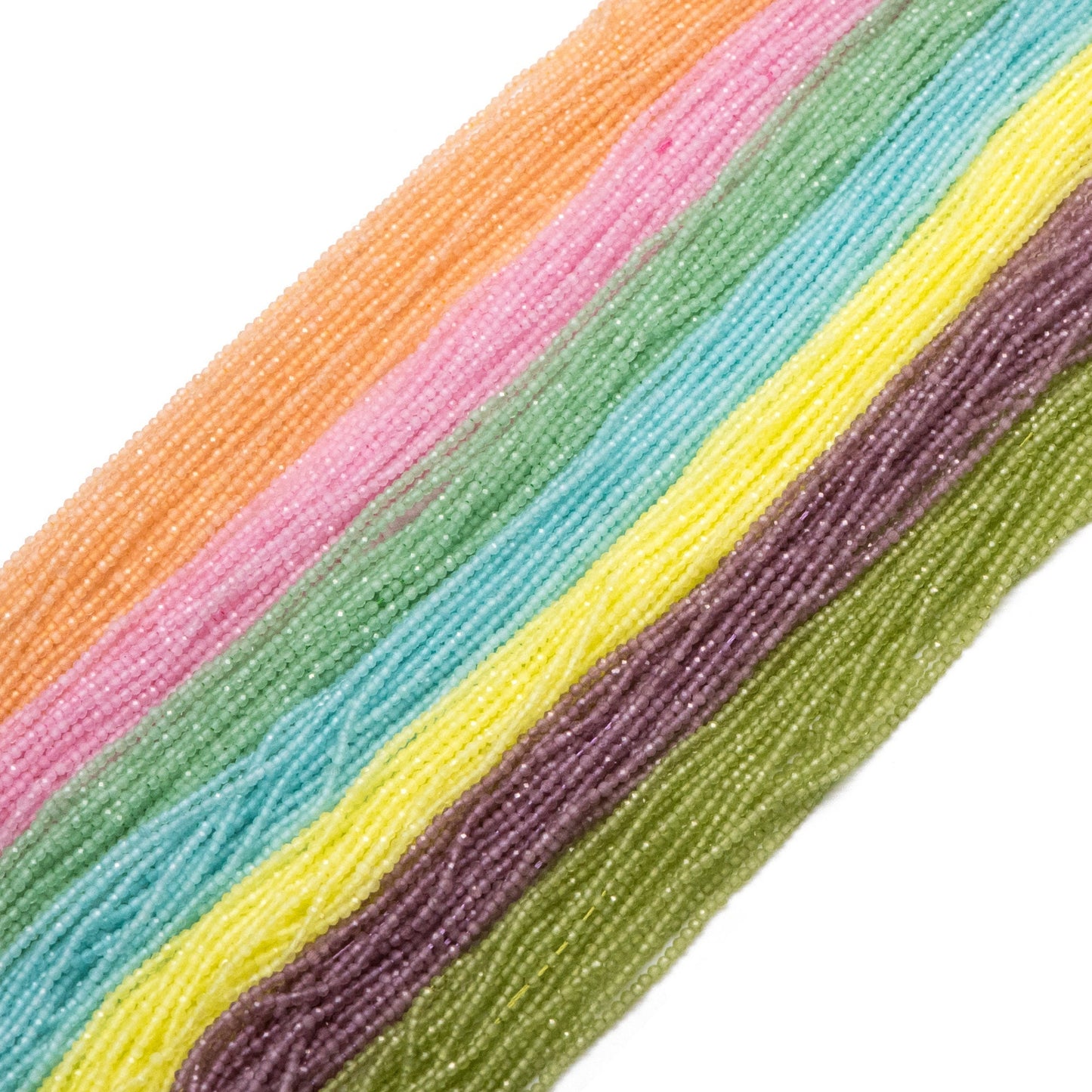 2mm-2.5mm faceted Colorful Micro Cat Eye Glass Beads, Small Faced beads, Bracelet Necklace DIY, Full 15 Inch Strands (TR-012)