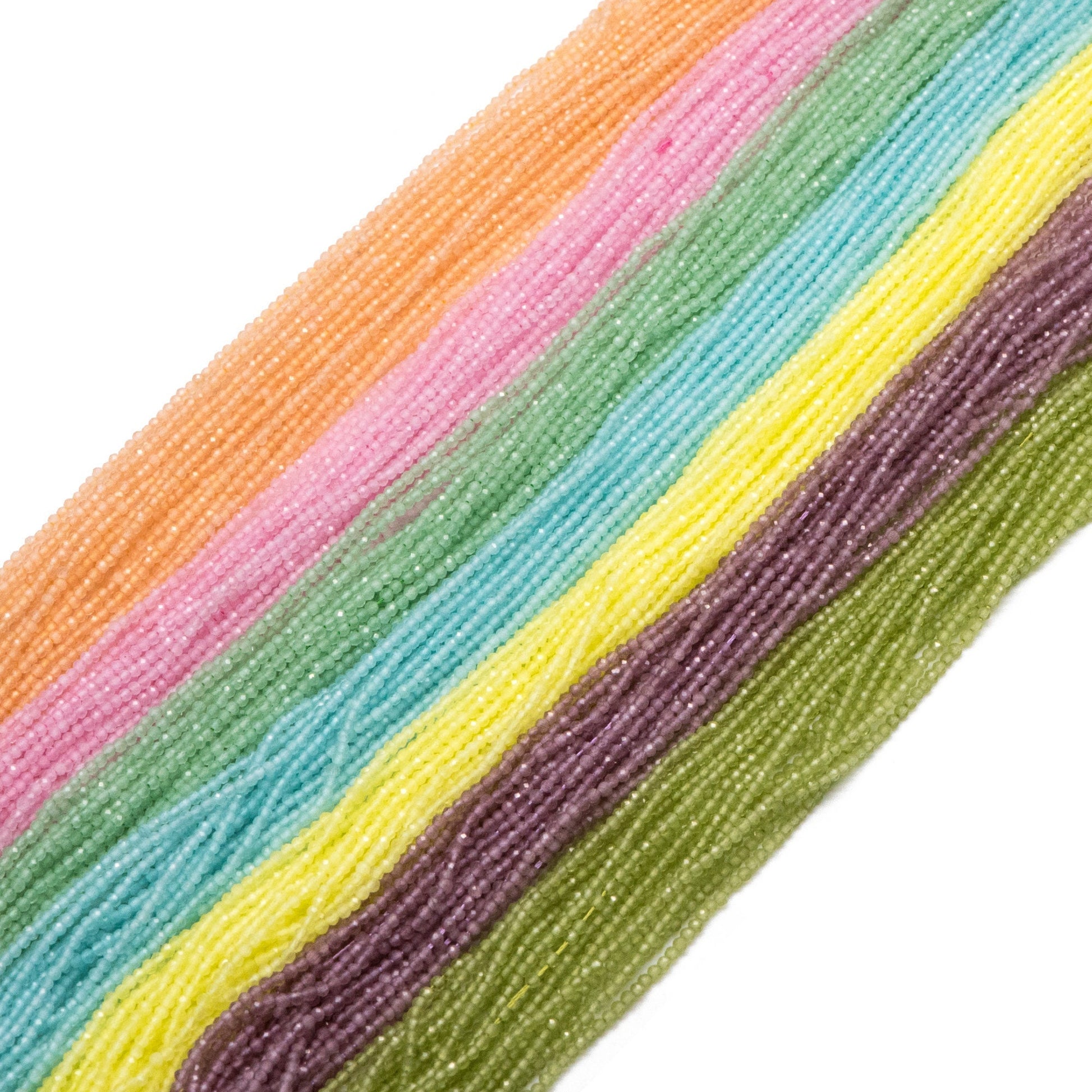 2mm-2.5mm faceted Colorful Micro Cat Eye Glass Beads, Small Faced beads, Bracelet Necklace DIY, Full 15 Inch Strands (TR-012)